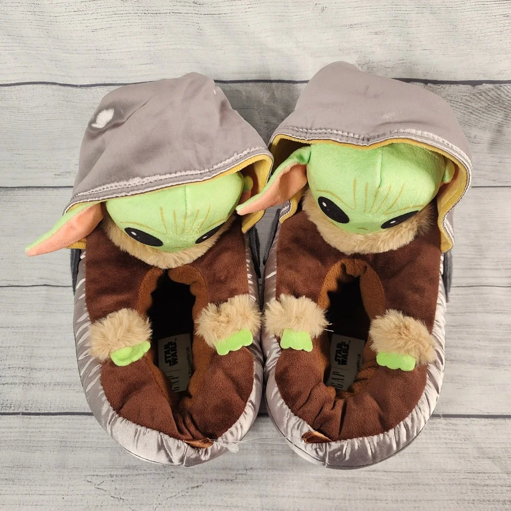 Gap Kids Star Wars Grogu Size 3-4 Baby Yoda Hover Pram Plush Slippers Silver